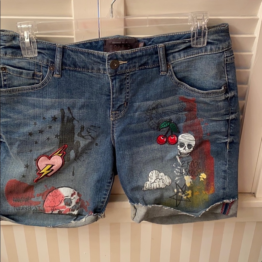 Torrid Premium blue jean denim rocker shorts